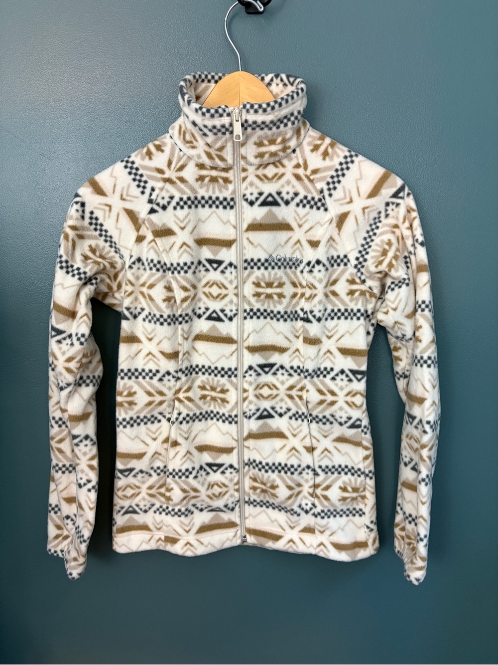 Columbia Women’s Full Zip Geometric Aztec Fleece Jacket Size XS